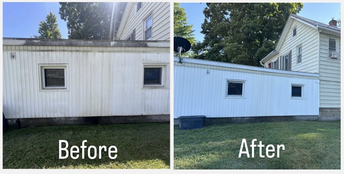Before and after fence cleaning